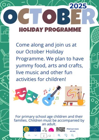 October school holiday programme page 2 2025 